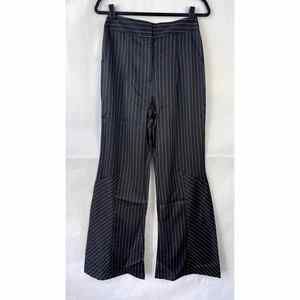 Black Pin Striped Flare Dress Pants Womens Size Small High Rise NWT KoanDaily